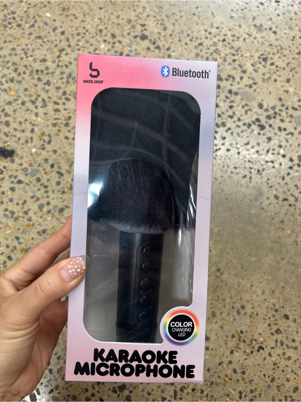 Black Bluetooth Karaoke Microphone with Color-Changing LED
